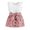 Pink, variant on Mercatoo Toddler Baby Girl Summer Clothes Ribbed Ruffled Sleeve T-Shirt Tops High Waist Shorts with Bowknot Belt Set
