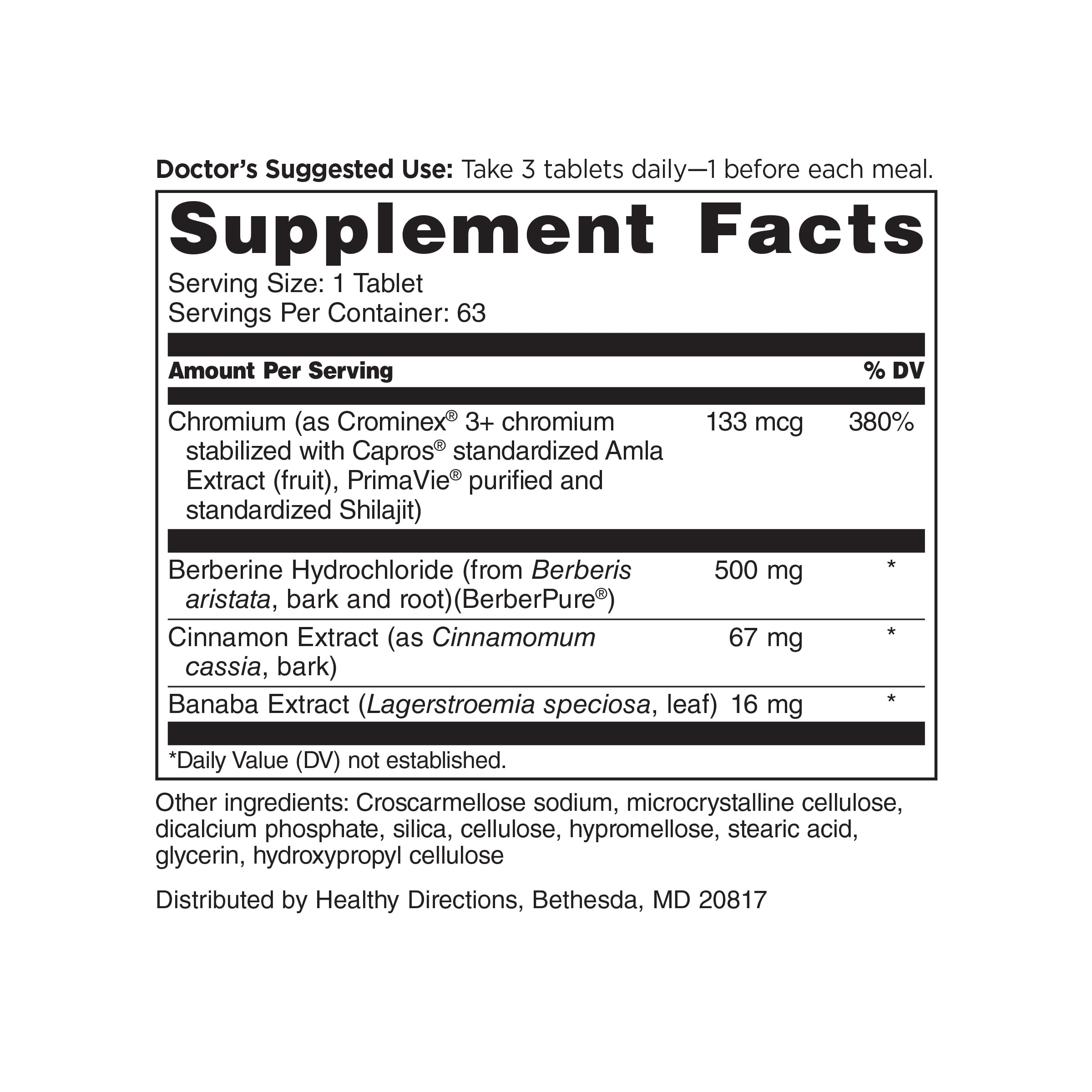 Doctors’ Preferred GlucoGold with Berberine, Healthy Blood Sugar Support, 63 Tablets