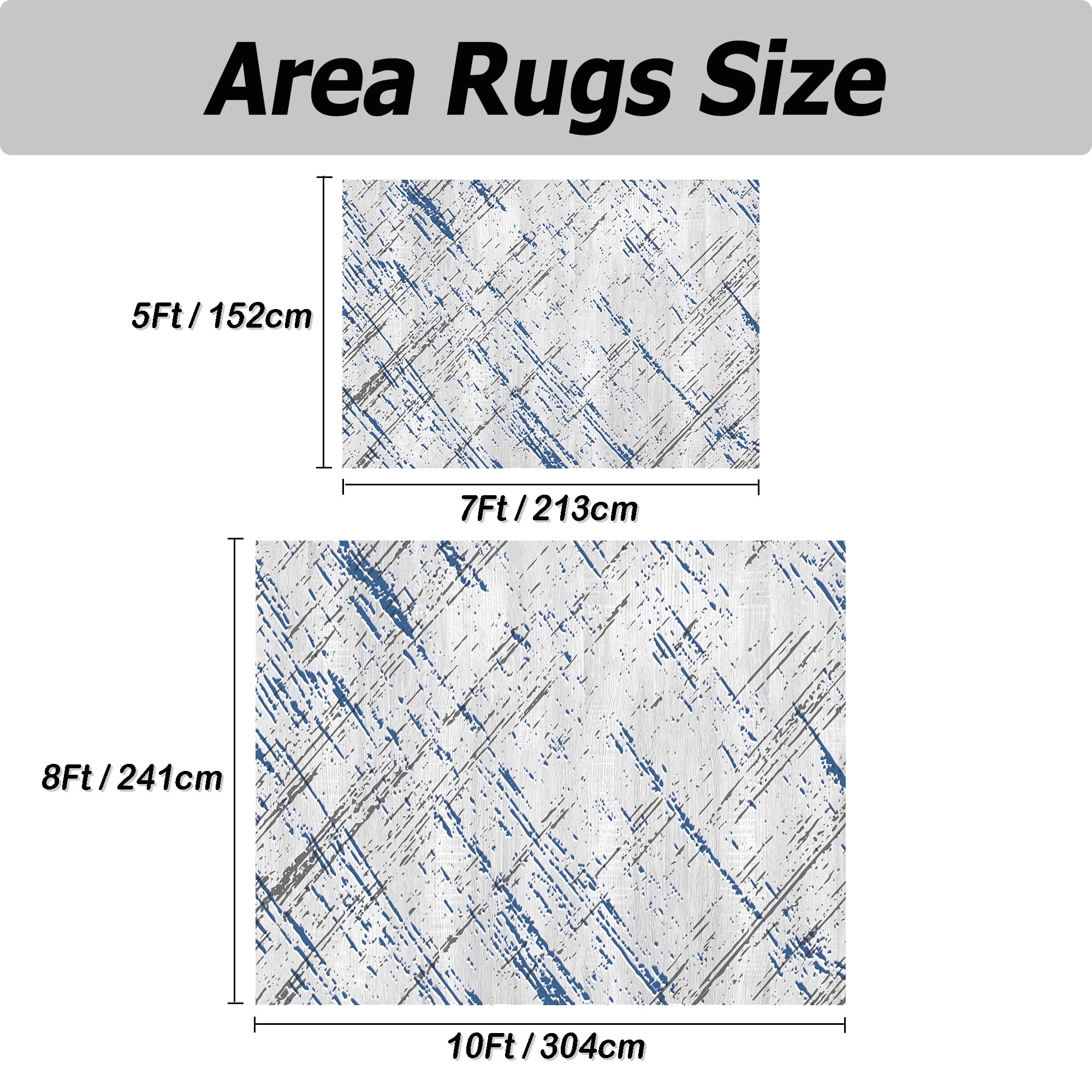 Artnice Modern Abstract Washable Rugs, 8 x 10 Area Rugs for Living Room, Lightweight Non Slip Carpet Floor Mat for Home Decor, Blue