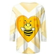 thumbnail image 5 of JTZGDY Funny Bee Shirts for Women Loose Fit Casual Summer 3/4 Lenght Sleeve Crewneck Tunic Blouse Trendy Oversized Dressy Pullover Tops Yellow#07 M, 5 of 6