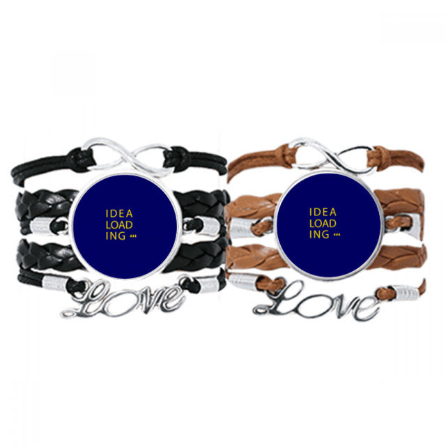 Catchwords Idea Loading Art Deco Fashion Bracelet Hand Strap Leather Rope Wristband Double Set