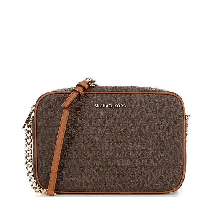 Michael Kors Jet Set Large East West Saffiano Leather Crossbody Bag Handbag  (Vanilla Signature) • Fashion Brands Outlet 