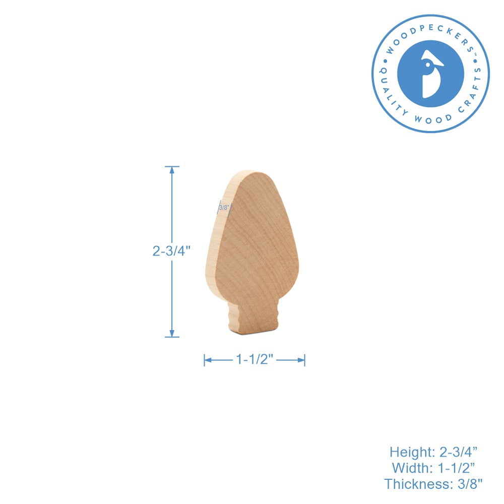 Wood Light Bulb Ornaments 2-3/4-inch, Pack of 50 Christmas Tiered Tray Decor for Bulletin Board Decoration & Crafts, by Woodpeckers