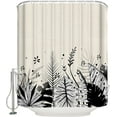thumbnail image 2 of Waterproof Shower Curtain, Black Botanical Polyester Fabric Bathroom Curtains with 12 Hooks, 72" W x 78" H, Summer Palm Leaf Tropical Rustic Quick-Drying Bathtub Curtain, 2 of 6