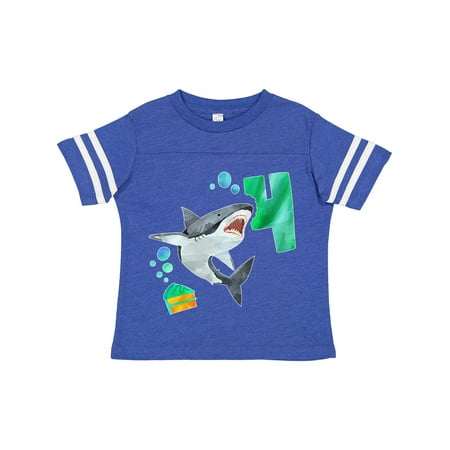 

Inktastic Fourth Birthday Shark with Cake Gift Toddler Boy or Toddler Girl T-Shirt