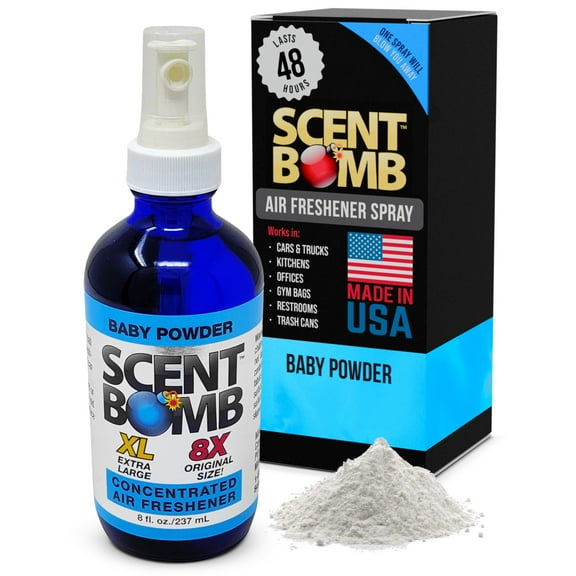 Scent Bomb Baby Powder Air Freshener 8 oz Spray, Long-Lasting Odor Eliminator for Home & Car, Effective Deodorizer Spray for Kitchen, Bathroom, Fresh Room Spray & Smell Neutralizer