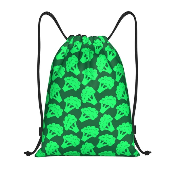 Fotbe Green Broccoli Bolsa Mochila con Cordón Estampada, Bolsa de Gimnasio Deportiva, Bolsa Cinch, Bolsa con Cordón para Hombres y Mujeres-Medium