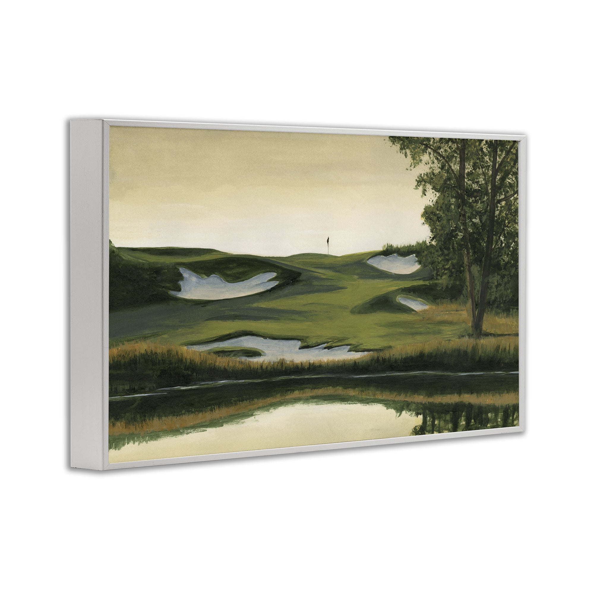 Stupell Industries Golf Course Terrain Landscape Painting White Framed Art Print Wall Art, 18 x 12