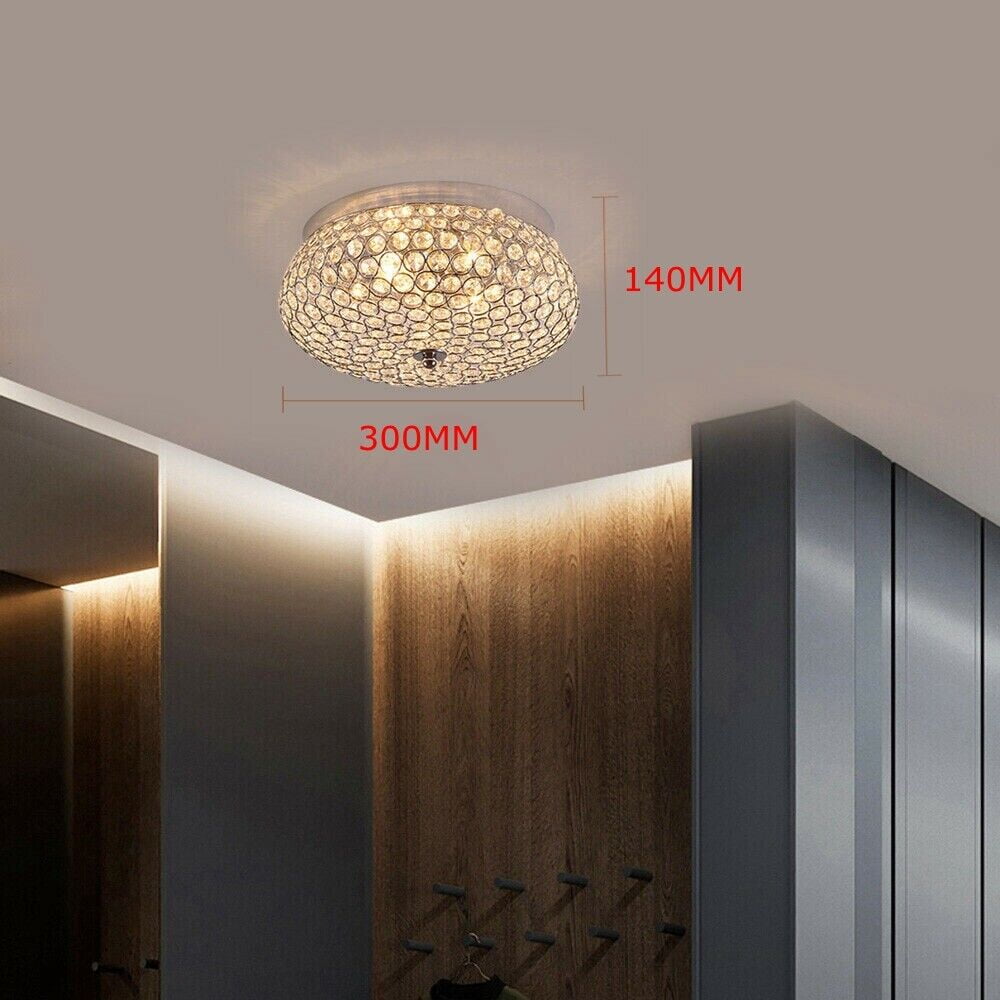 LED Modern Crystal Ceiling Light Bedroom Pendant Lamp Flush Mount Chandelier