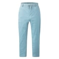 thumbnail image 6 of MRULIC jeans for men Home Men's Pants Pants Cotton-Linen Lightweight Elastic Waist Casual Loose Men's pants Men Casual Pants Blue + L, 6 of 9