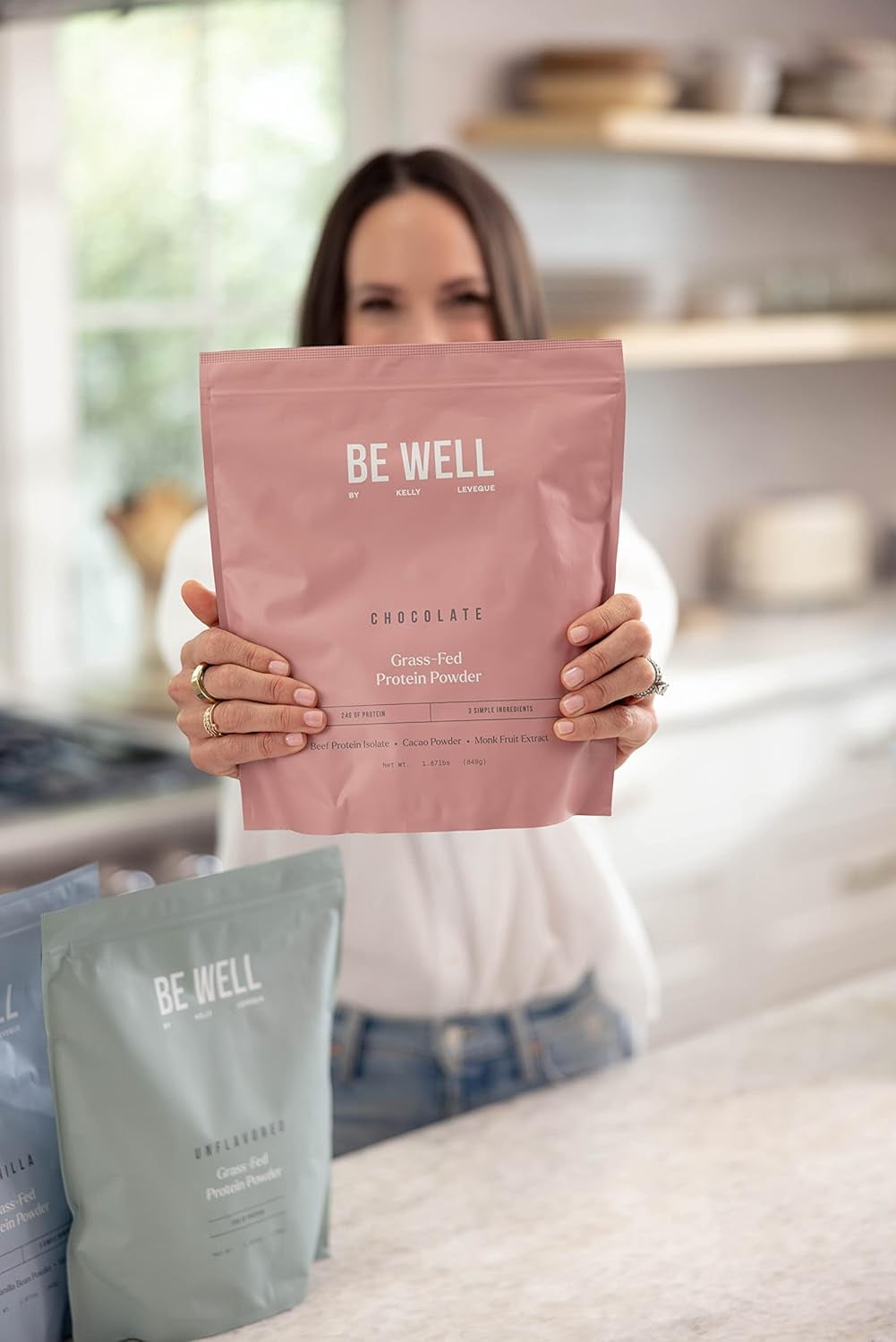 Be Well by Kelly Chocolate Grass-Fed Beef Protein Powder, 24G Protein, 1G Net Carbs, 1.87 lb