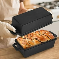 9x5 Inch Cast Iron Loaf Pan with Lid - Heavy-Duty Non-Stick Baking Set for Bread, Cake, Meatloaf