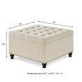thumbnail image 7 of Yesfashion 30"L Square Storage Ottoman Bench, Upholstered Tufted Button Storage Bench with Nails Trim, Storage Toy Box Footrest Bench for Living Room, Bedroom, 7 of 7
