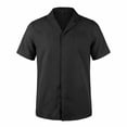 thumbnail image 5 of Ceisia Men's Solid Color Textured Short Sleeve Button Down Camp Collar Casual Beach Resort Summer Relaxed Loose Shirt Black L Gifts for Father, 5 of 6