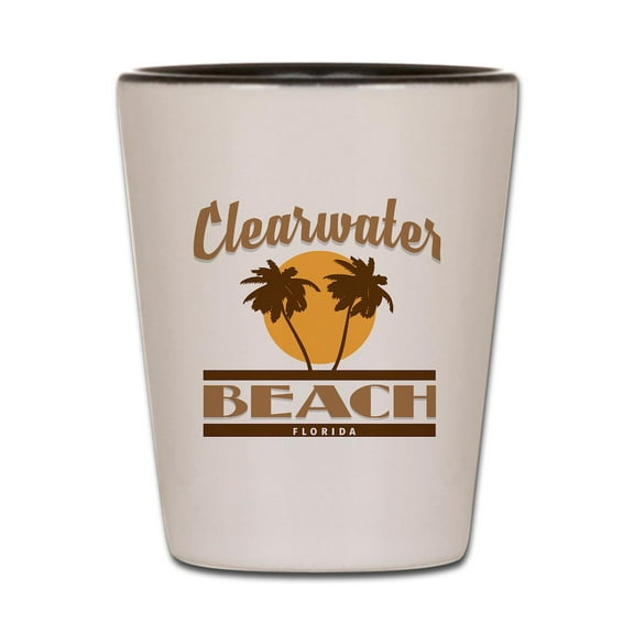 CafePress - Clearwater Beach, Florida - White/Black Shot Glass, Unique and Funny Shot Glass