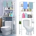 thumbnail image 1 of MCSWSEE Estante de Ba&ntilde;o sobre Inodoro, 3 Niveles Estantes Ahorro de Espacio de Ba&ntilde;o con Ganchos y Portarrollos, Ajustable Organizador de Almacenamiento con Toallero para Ducha, 1 of 7