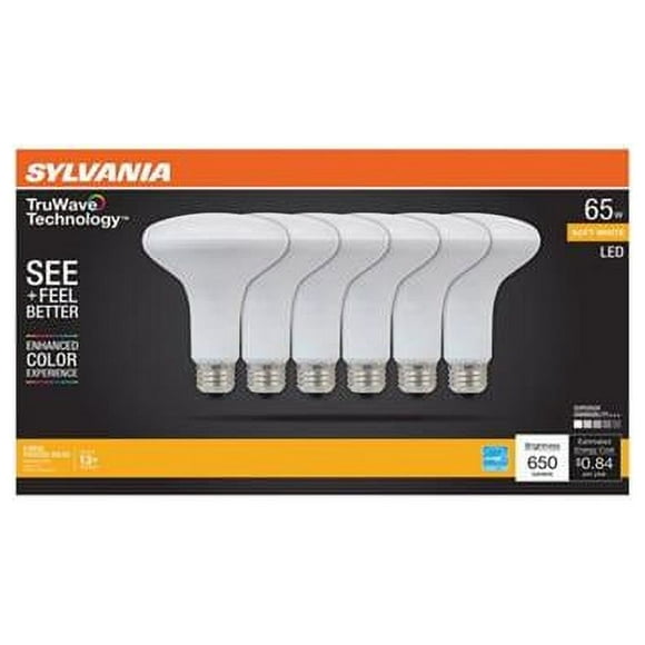 Sylvania Natural 41328 LED Bulb, BR30 Lamp, 65 W Equivalent, E26 Medium Lamp Base, Dimmable, Frosted