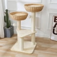 thumbnail image 4 of Modern Cute Cat Tree Tower for Large Cat with Handwoven Paper Rope Basket Beds Cat Window Perch Rattan Wicker Cat Tree ( Basket), 4 of 7