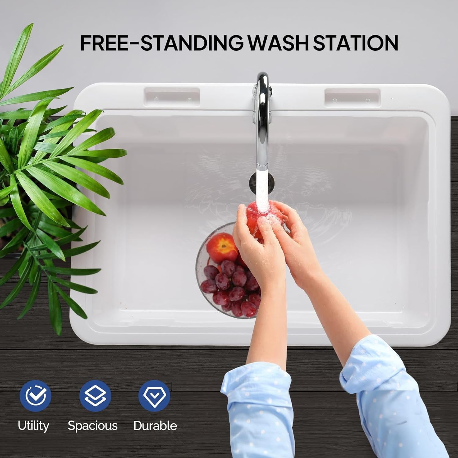 LINJH Upgrade Height  Utility Sink Laundry Tub Freestanding Utility Sink with Faucet