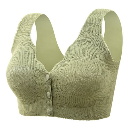 IROINNID Clearance Full Coverage Bra for Women Plus Size Push Up Sexy Front  Button Shaping Cup Shoulder Strap Underwire Bra Extra-Elastic  Wireless,Green 