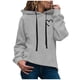 thumbnail image 2 of Gibobby Sudaderas para mujer, Sudadera de forro polar con capucha para mujer, de gran tamaño, de manga larga, casual(Gris,XG), 2 of 3