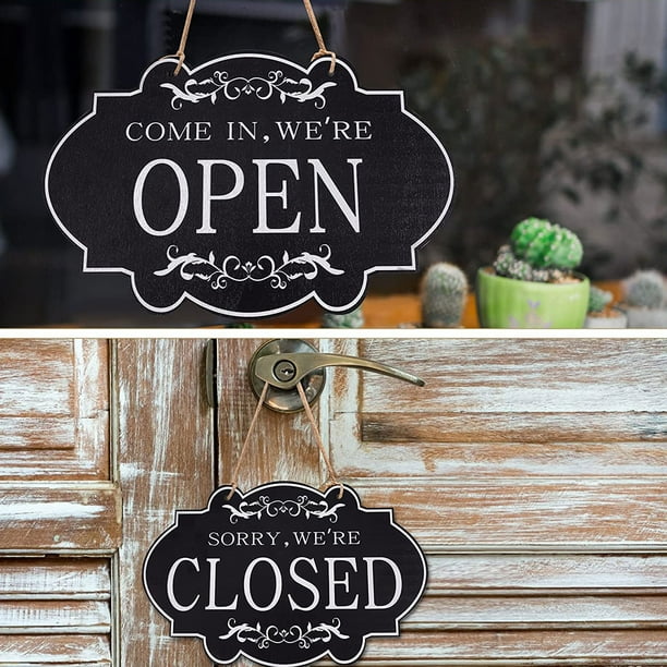 Open and Closed Business Sign Retro Wooden Stores Hanging Sign