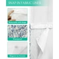 thumbnail image 3 of No Hook Shower Curtain with Snap in Liner, Baroque Style Turquoise Leaves Floral Blooms Botanical Pattern Shower Curtains for Bathroom, Washable Inner Liner with Mesh Top Window, 36"x78", 3 of 6