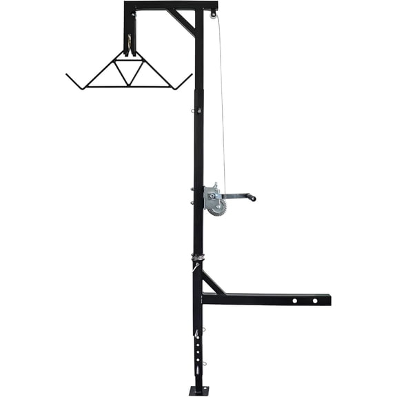 Truck Hitch Game Hoist Complete Kit with Winch and Gambrel, 400 lb Capacity - Hunting Game Skinning and Cleaning Accessory with 360-Degree Swivel Shaft and Adjustable Height