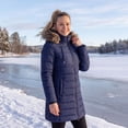 thumbnail image 5 of Womens Winter Coats Puffer Down Parka Thicken Warm Hooded Jacket Fleece Lined Outwear with Removable Faux Fur Hood, Navy XXXL, 5 of 8