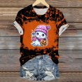 thumbnail image 2 of LYEAA Halloween Womens T Shirts Graphic Short Sleeve Crew Neck Regular Straight Cuff Casual Wear Ghost Holiday Clothes Yellow XL, 2 of 5