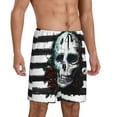 thumbnail image 2 of Naloa Watercolor Skull Men's Short Pajama Pants, Pj Shorts, Lounge Comfort Shorts-Small, 2 of 6