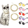 thumbnail image 1 of 7 Piece Cool Cat Dog Costume Set Include Adjustable Gold Pet Dog Chain and Funny Cute Cat Small Dog Sunglasses Retro Pet Sunglasses for Cat Puppy Smal, 1 of 5