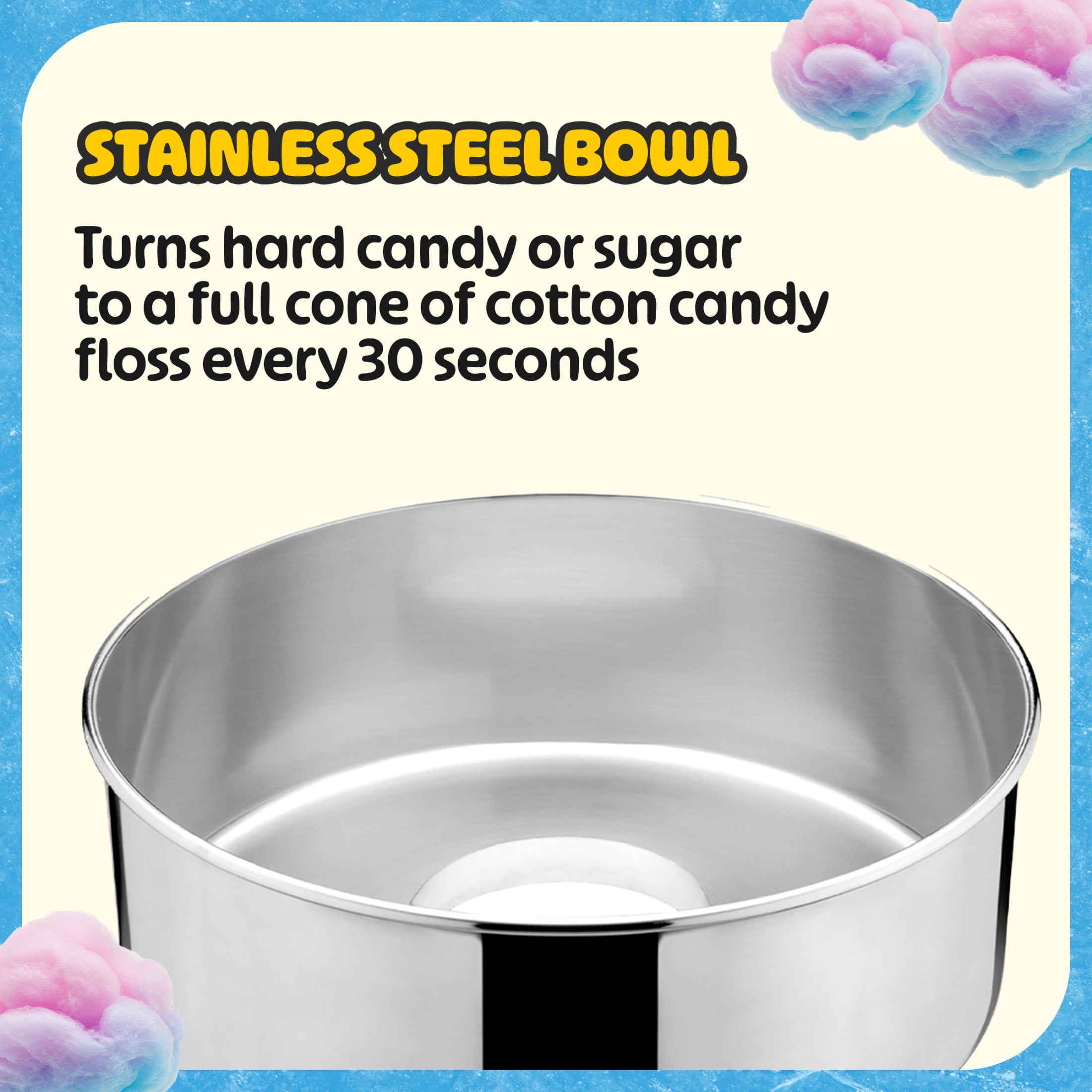 Great Northern Popcorn Flufftastic 1000W Cotton Candy Cart with Dome, Blue
