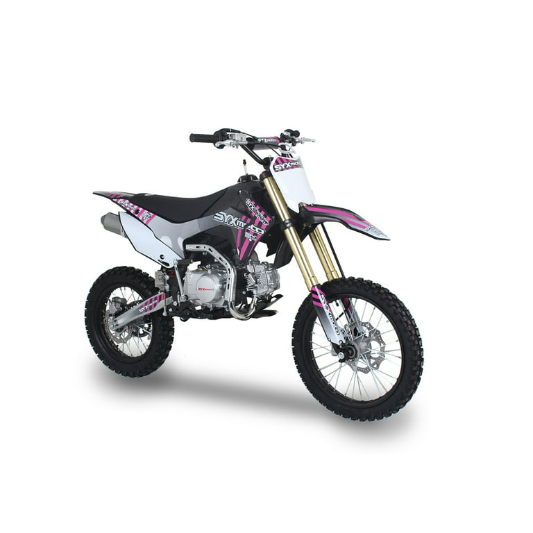 SYX MOTO Whip 125cc 4-Stroke Gas Powered Kick Start Dirt Bike off Road,  Black/Pink, Brand New