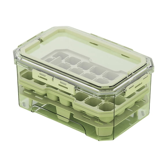 YIKA Tupperware Container Multi Functional Ice Tray Fresh-keeping Box Portable Refrigerator Fresh-keeping Box Storage Box Kitchen Sealed Box Food Grade Transparent Lunch Box Kitchen Storage Green