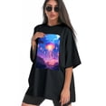 thumbnail image 3 of Plus Size Shirt for Women Black Tops for Women Short Sleeves Shirt for Women Sunset T Shirt Oversized Shirt for Women S, 3 of 5