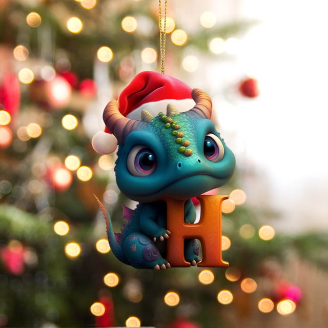 Colgante Navideño de Dinosaurio, Adorable Adorno para Amantes de Los Perros, Ideal para El Árbol de Navidad, Regalo para Amantes de Los Perros, Decoración Caprichosa para El Hogar, Acrílico de Alta C