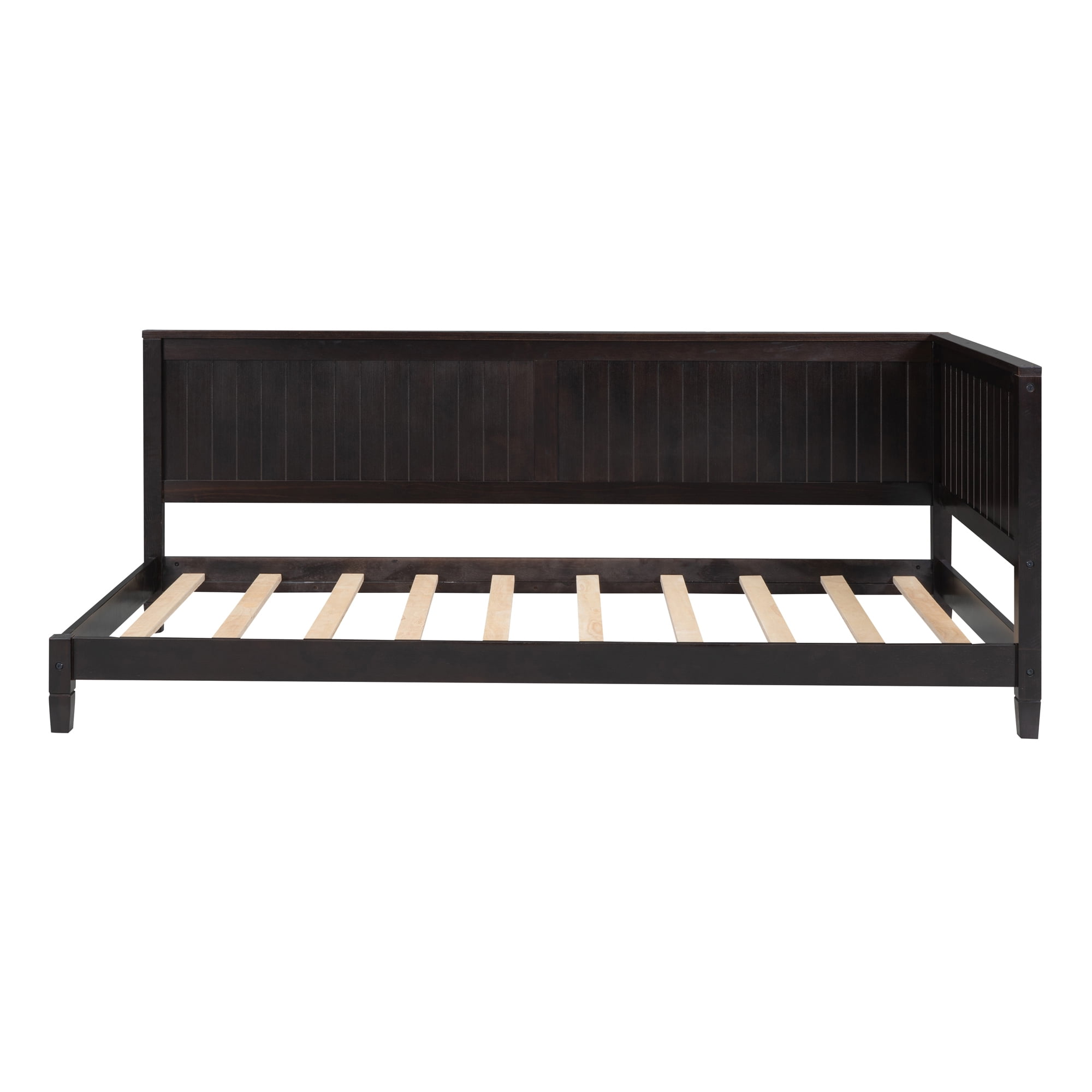 Leumius Modern Plywood+Solid Wood+MDF Breathable Twin size Wood Daybed with Headboard Espresso