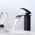 thumbnail image 3 of Grifo monomando negro para baño en cascada, grifo mezclador para lavabo cuadrado de latón, grifo alto, grifo mezclador para lavabo de encimera de agua fría y caliente, 3 of 5