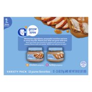 Gerber 2nd Foods Puree Favorites, Chicken and Turkey Baby Food Variety Pack, 2.5 oz Jars (12 Pack)