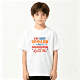thumbnail image 2 of Grandma Loves Me Boys Graphic Tee, Sweet Spoiled Grandson 100% Cotton Kids Short Sleeve T-Shirt, 2 of 5