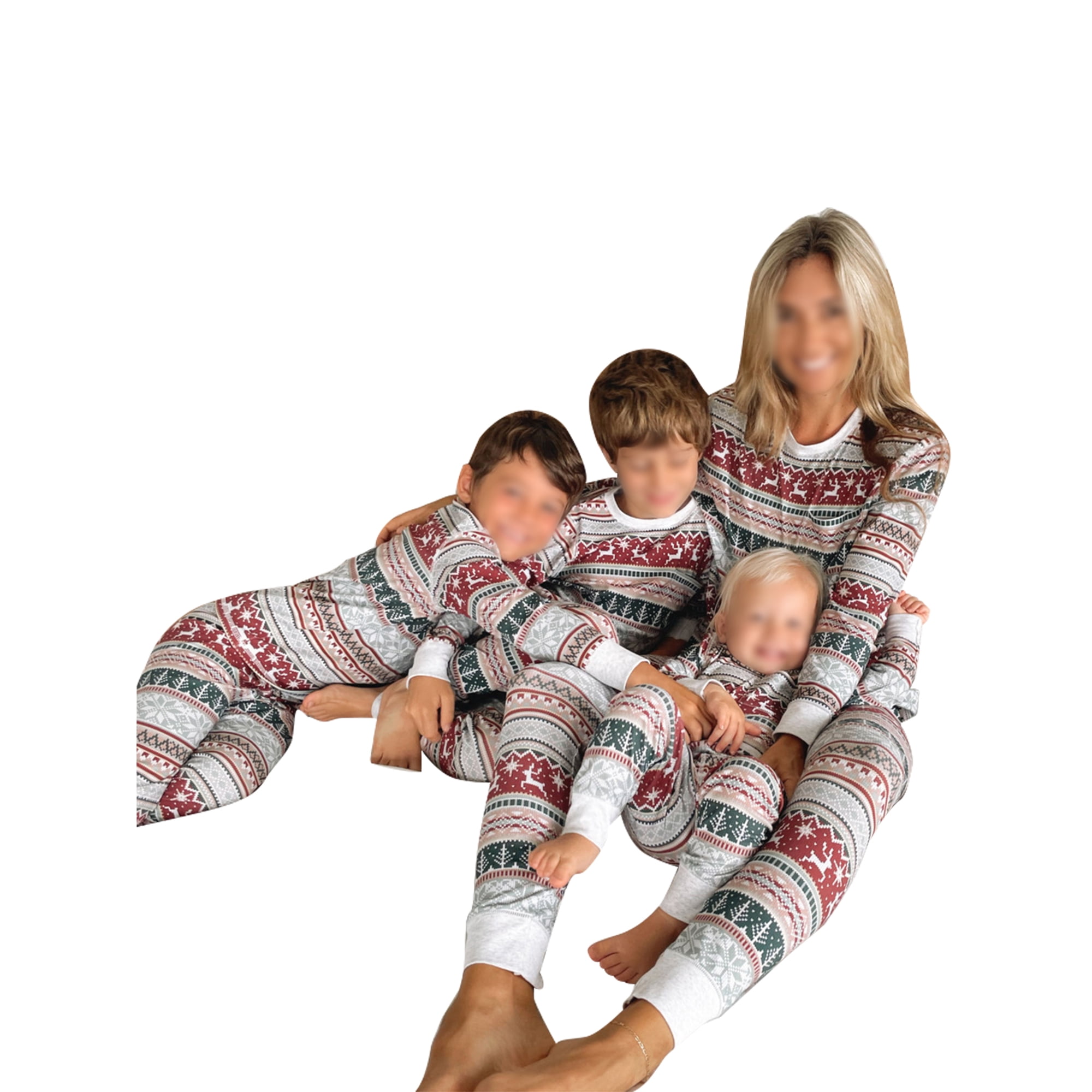 MAWCLOS Women Men Kids Sleepwear Christmas Nightwear Long Sleeve Matching Family Pajamas Set Baggy Festival Crew Neck PJ Sets Red Child 6T Walmart