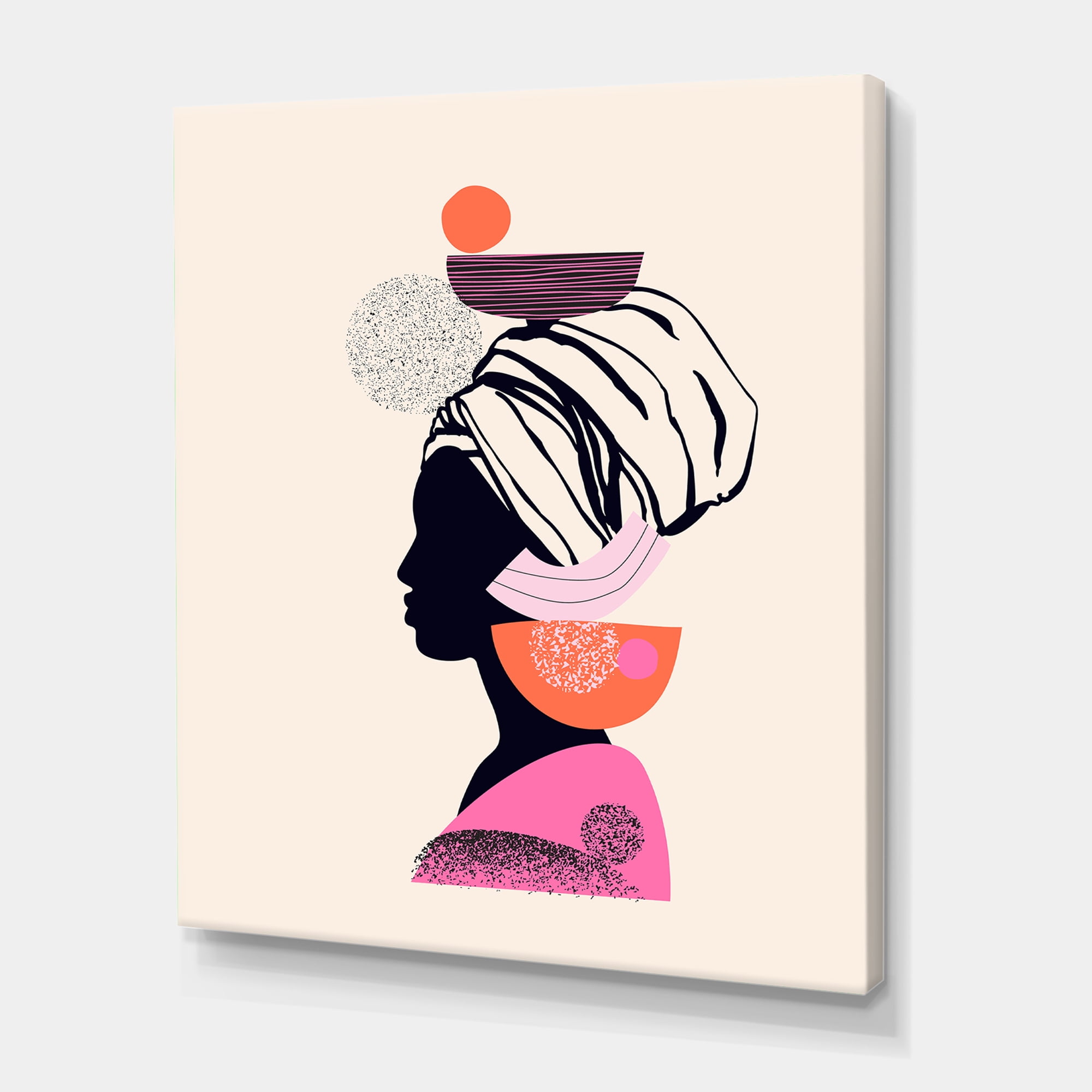 Ethnic Portrait of African American Woman 16 in x 32 in Painting Canvas Art Print, by Designart