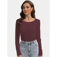 thumbnail image 5 of Womens Long Sleeve Round Neck Shirts Casual Basic Tops Tee Shirts Fall Winter Tops, 5 of 6