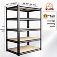 thumbnail image 4 of SAMRELAX Garage Storage Shelving Units - 5 Tier Metal Shelving, Heavy Duty Racks for Garage Organization, Adjustable Shelves for Basement, Warehouse, Pantry, 72" H x 35.5" W x 15.8" D, 2000lbs Capaci, 4 of 5