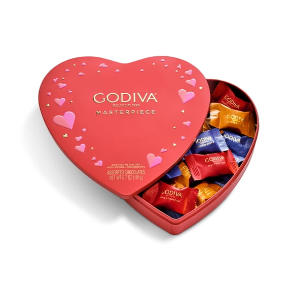 Godiva Masterpiece Heart Chocolate Tin, Valentine's Day Gift Box, 20pc