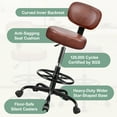 thumbnail image 2 of Primy Drafting Office Chair with Backrest - Adjustable Rolling Stool | Armless Office & Bar Height Chair | PU Leather with Thick Cushion | for Home, Office, Salon, Kitchen, Shop, Brown, 2 of 11