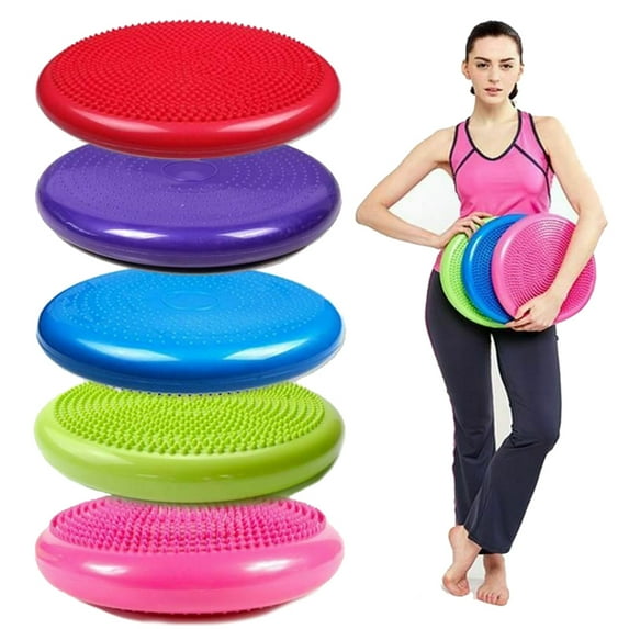 NUZYZ 33cm Yoga Gym Inflatable Stability Wobble Balance Massage Pad Mat Disc Cushion Red