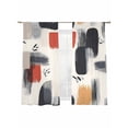 thumbnail image 2 of Abstract Color Block Sheer Curtains 72 Inches Long 2 Panels Beige Black Brush Modernism Light Filtering Semi Sheer Window Curtains Drapes for Bedroom Living Room 52"x72", 2 of 7