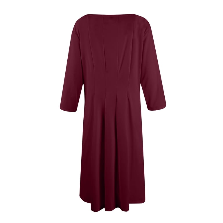 Womens Midi Dress Casual Round Neck 3/4 Sleeve Flowy A Line Dresses with  Pockets Summer Elegant Classy Wedding Guest Dress - Walmart.com